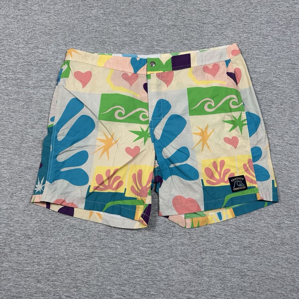 Faherty x Quiksilver Board Shorts Mens 35 Colorful Sunshine Coast Beach Surf
